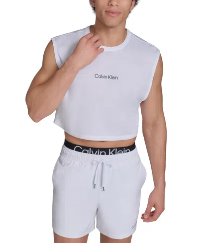 Calvin Klein Men's Cropped Logo Swim Tank Top