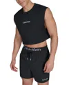 Calvin Klein Men's Cropped Logo Swim Tank Top In Black