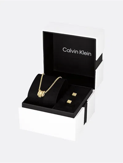 Calvin Klein Men's Crystal Accent Necklace And Earrings Gift Set