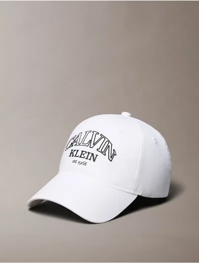 Calvin Klein Men's Curved Logo Cap In White