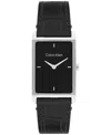 Calvin Klein Men's Dapper Black Leather Strap Watch, 24mm In Black