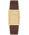 Calvin Klein Men's Dapper Brown Leather Strap Watch, 24mm In Brown