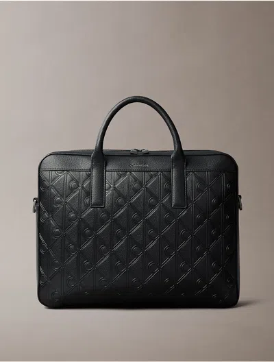 Calvin Klein Men's Debossed Allover Emblem Logo Commuter Bag In Black