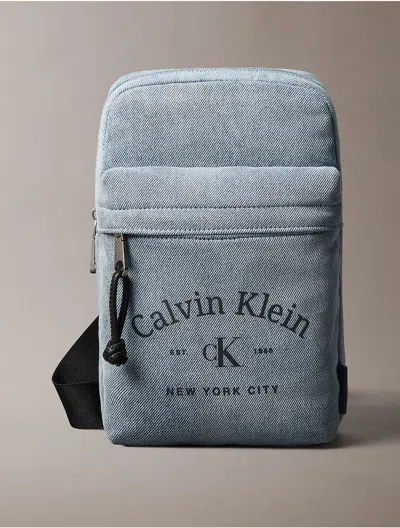 Calvin Klein Men's Denim Arch Logo Sling Bag In Purple