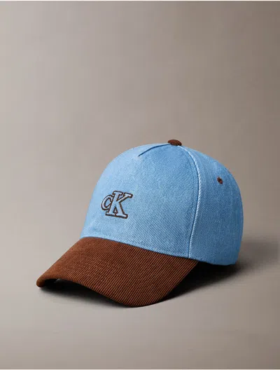 Calvin Klein Men's Denim Corduroy Monogram Cap In Multi