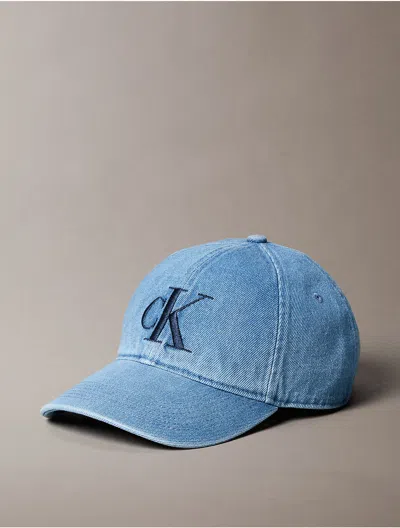 Calvin Klein Men's Denim Monogram Cap In Blue