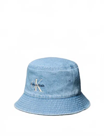 Calvin Klein Men's Denim Signature Logo Bucket Hat In Vintage Denim In Blue