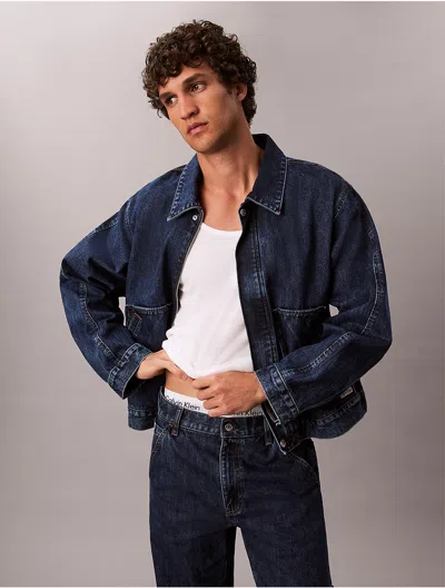 Calvin Klein Men's Denim Workwear Jacket In Blue