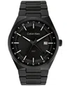 Calvin Klein Men's Distinguish Gmt Black Ionic Plated Watch Bracelet, 44mm In Black