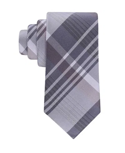 Calvin Klein Men's Doris Plaid Pattern Classic Tie In Blue