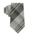 Calvin Klein Men's Doris Plaid Pattern Classic Tie In Gray