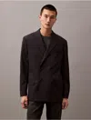 Calvin Klein Men's Double-breasted Wool Gabardine Blend Blazer In Vulcan
