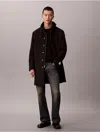 Calvin Klein Men's Double Faced Wool Blend Car Coat In Burgundy