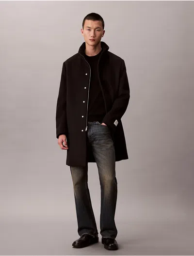 Calvin Klein Men's Double Faced Wool Blend Car Coat In Burgundy
