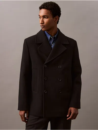 Calvin Klein Men's Double Faced Wool Blend Coat In Black