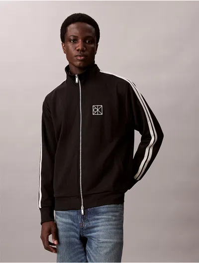 Calvin Klein Men's Double Knit Relaxed Track Jacket In Black