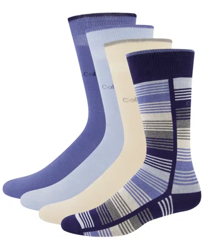 Calvin Klein Men's Dress Ribbed Crew Socks, 4-pack In Multi