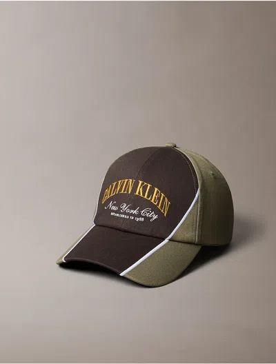 Calvin Klein Men's Dual Tone Logo Graphic Baseball Cap In Brown