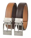 Calvin Klein Men's Elongated 2-in-1 Reversible Buckle Leather Dress Belt