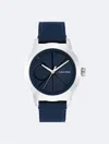 Calvin Klein Men's Emblem Dial Leather Strap Watch In Blue