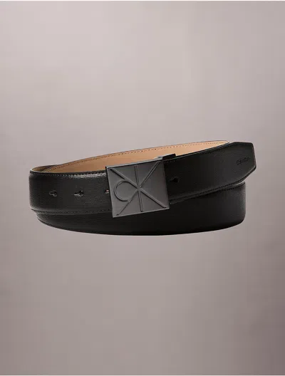 Calvin Klein Men's Emblem Logo Plaque Belt In Black