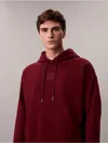 Calvin Klein Men's Emblem Logo Terry Hoodie In Burgundy