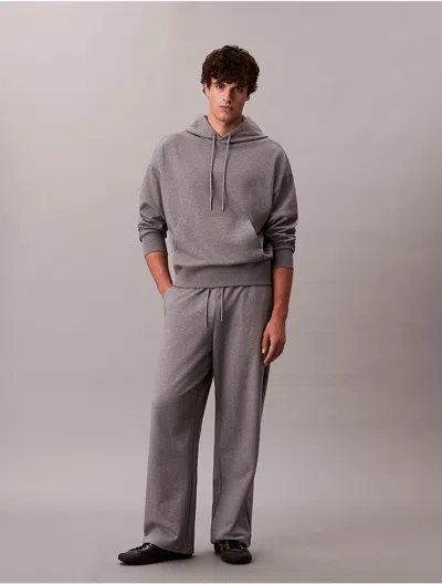 Calvin Klein Men's Emblem Logo Terry Hoodie In Gray