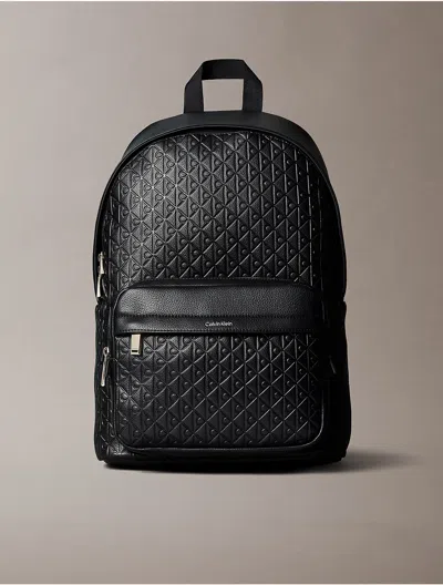Calvin Klein Men's Embossed Allover Monogram Backpack In Black