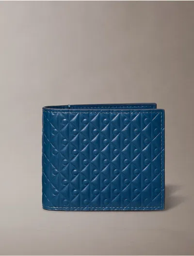 Calvin Klein Men's Embossed Allover Monogram Bifold Wallet With Coin Pouch