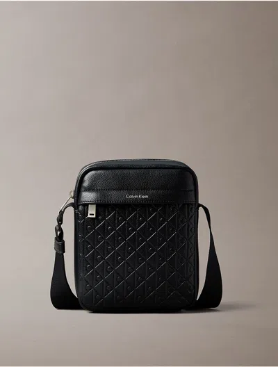 Calvin Klein Men's Embossed Allover Monogram Reporter Bag In Black