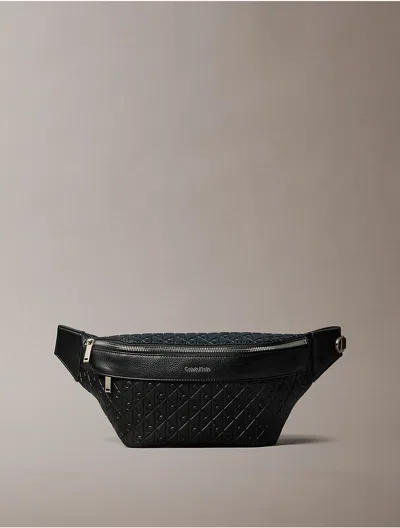 Calvin Klein Men's Embossed Allover Monogram Waistpack In Black