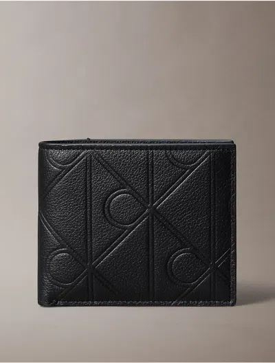 Calvin Klein Men's Embossed Emblem Logo Bifold Wallet With Coin Pouch In Black