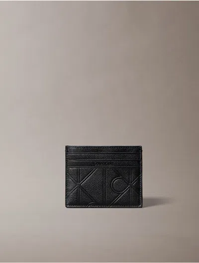 Calvin Klein Men's Embossed Emblem Logo Card Case In Black
