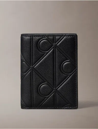Calvin Klein Men's Embossed Emblem Logo Slim Bifold Wallet In Black