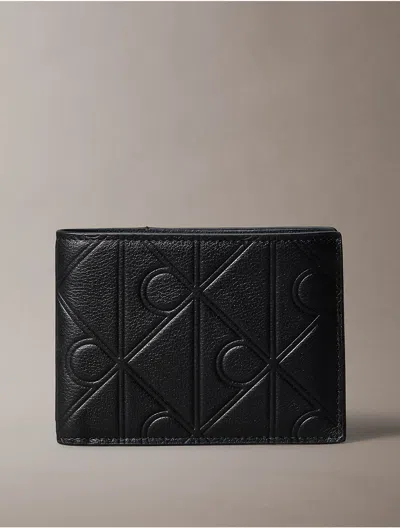Calvin Klein Men's Embossed Emblem Logo Trifold Wallet In Black