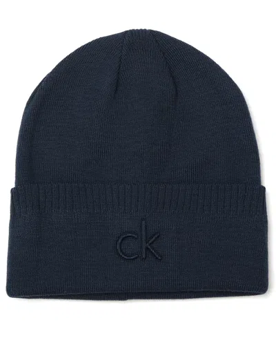 Calvin Klein Men's Embossed Logo Cuff Hat In Blue