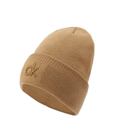 Calvin Klein Men's Embossed Logo Cuff Hat In Brown