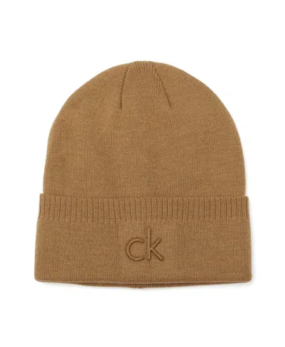 Calvin Klein Men's Embossed Logo Cuff Hat In Brown
