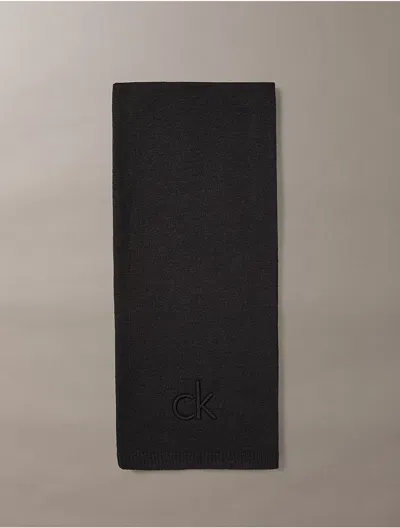 Calvin Klein Metallic Knit Scarf In Black