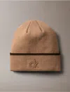 Calvin Klein Men's Embossed Logo Tipped Beanie In Brown