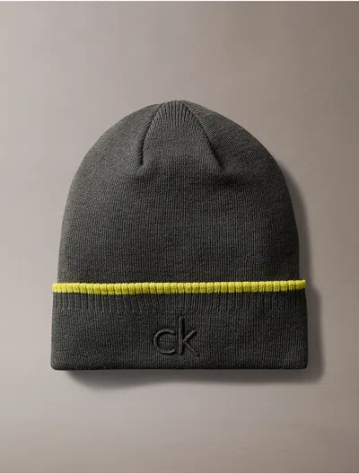 Calvin Klein Men's Embossed Logo Tipped Beanie In Gray