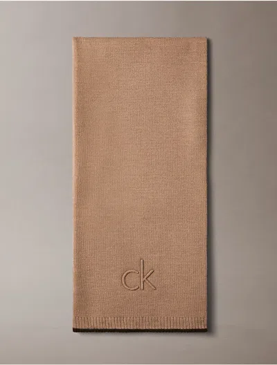 Calvin Klein Men's Embossed Logo Tipped Scarf In Brown