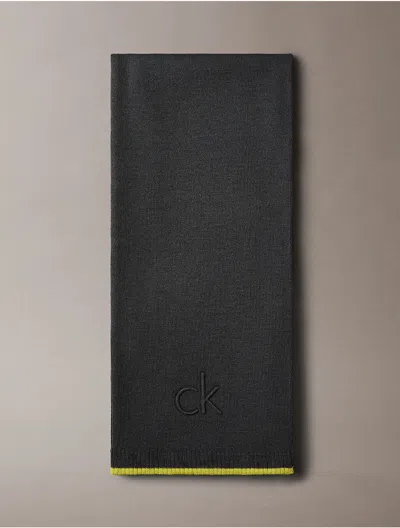 Calvin Klein Men's Embossed Logo Tipped Scarf In Gray