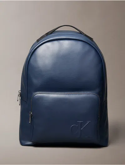 Calvin Klein Men's Embossed Monogram Backpack In Blue