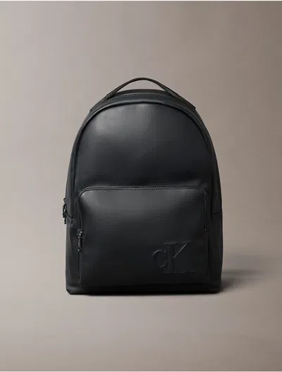 Calvin Klein Men's Embossed Monogram Logo Backpack In Black
