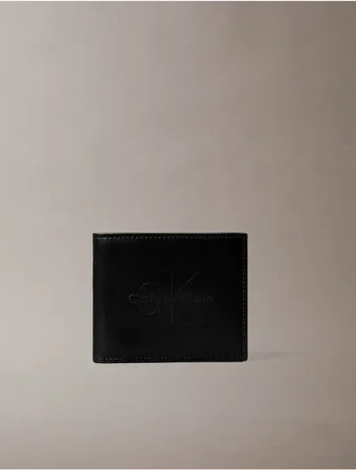Calvin Klein Men's Embossed Monologo Bifold Wallet In Black