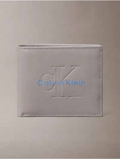 Calvin Klein Men's Embossed Monologo Bifold Wallet In Blue
