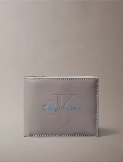 Calvin Klein Men's Embossed Monologo Bifold Wallet With Coin Pouch In Blue