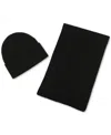 Calvin Klein Men's Embroidered Beanie & Scarf Set In Black