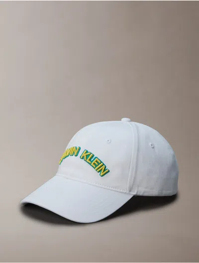 Calvin Klein Men's Embroidered Logo Cap In Brilliant White